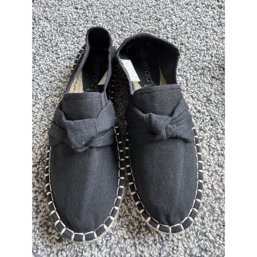 Esmara‎ Women Black Espadrilles Flats US 8.5 Resortwear Comfort Bow Detail